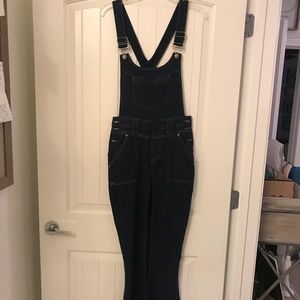 DENIM FLARE OVERALLS
